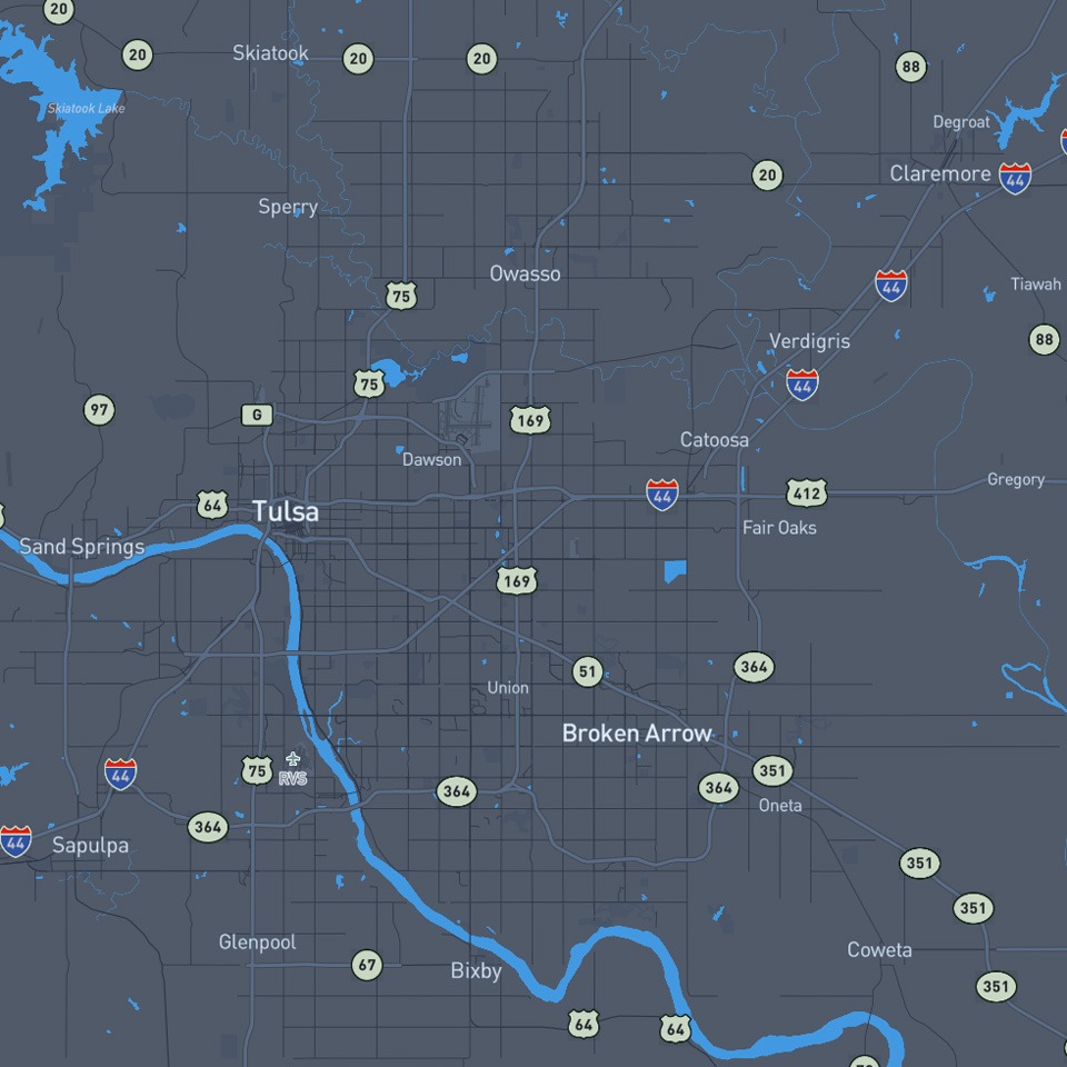 map of service area for Atkins Tree Care